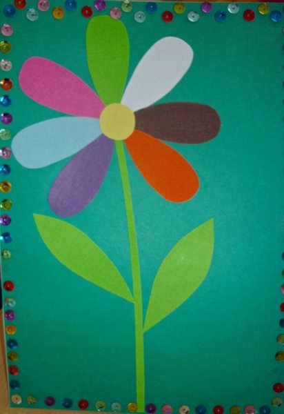 Цветик-семицветик аппликация из бумаги