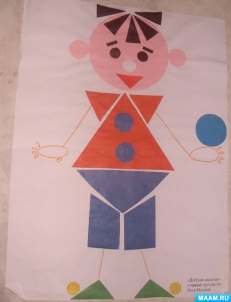 Человечки из геометрических фигур аппликация