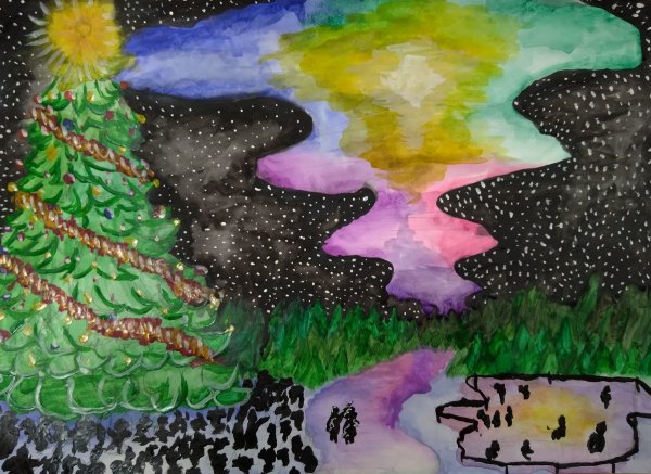 Рисунки на конкурс Северное сияние