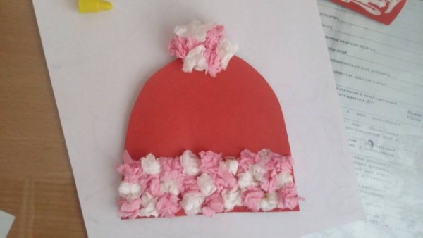 Аппликация зимняя шапочка