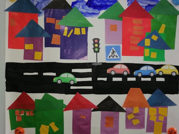 Аппликация на тему город