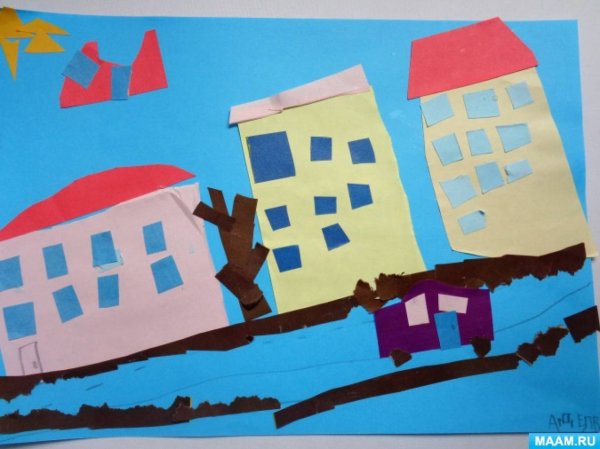 Аппликация наша улица подготовительная группа