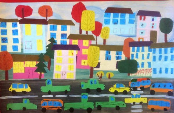 Аппликация город подготовительная группа