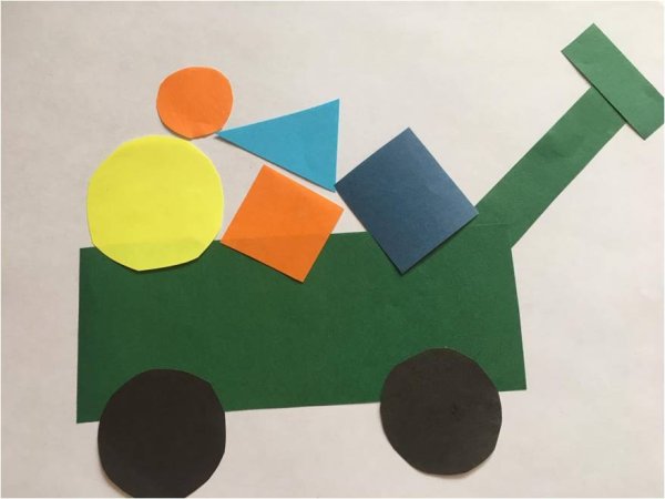 Аппликация тележка с игрушками в средней группе