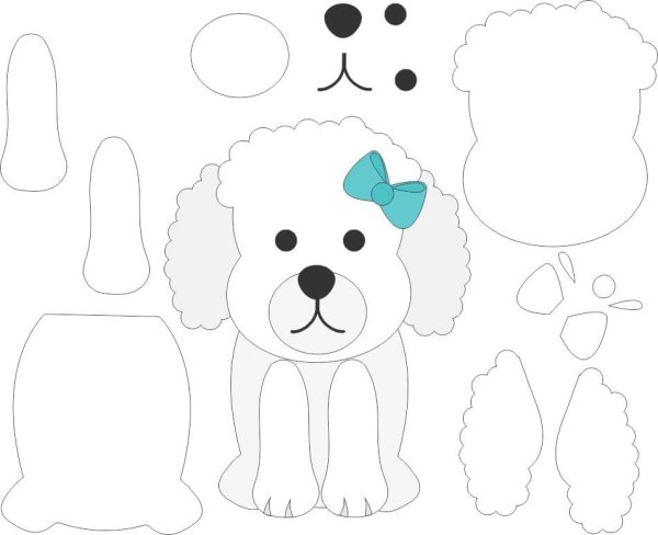 Собака из фетра шаблон