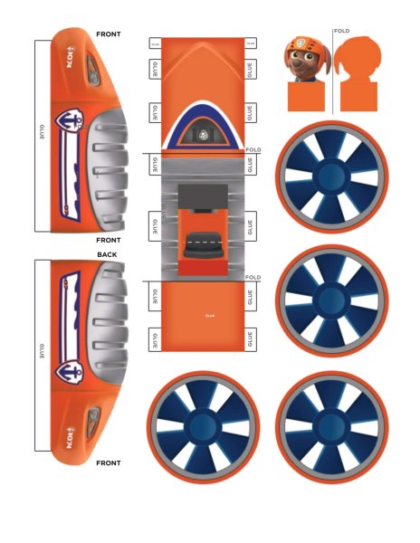 Машинки Щенячьего патруля из бумаги