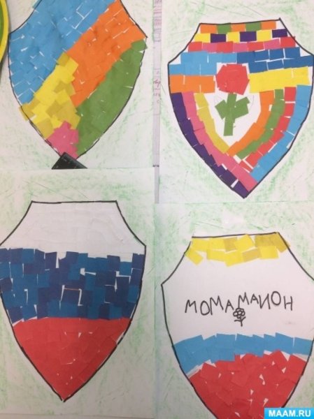 Аппликация щит богатыря в подготовительной группе