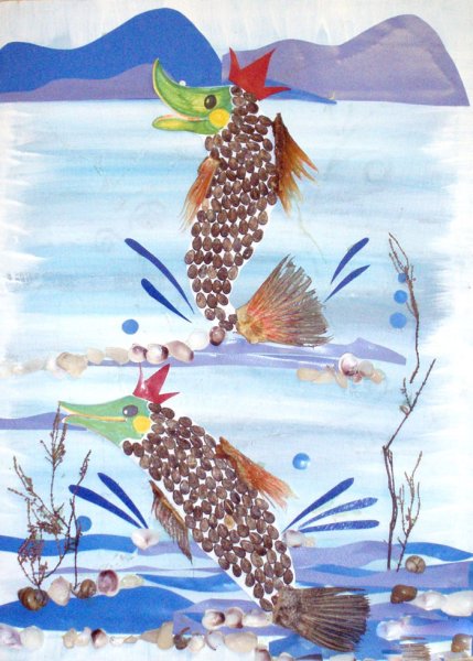 Щука из природного материала