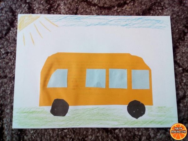Аппликация "автобус" (Комарова т.с.)