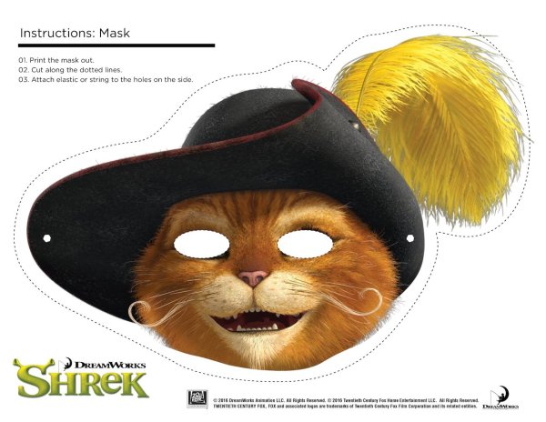 Маска кота в сапогах на лицо