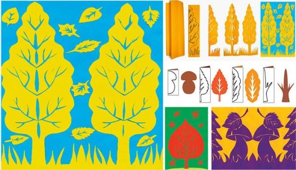 Симметричная аппликация из бумаги