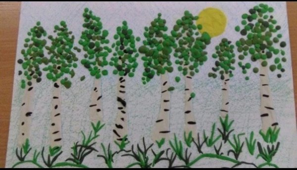 Пластилинография Березка средняя группа