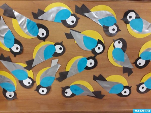 Синичка аппликация для детей