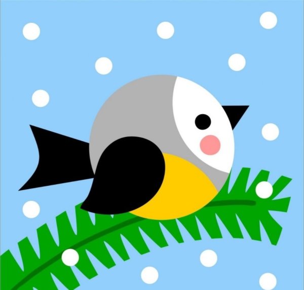 Аппликация птица из геометрических фигур