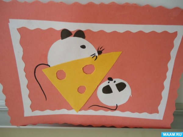 Аппликация мышка и сыр