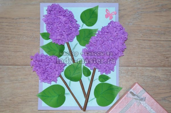 Сирень из гофрированной бумаги