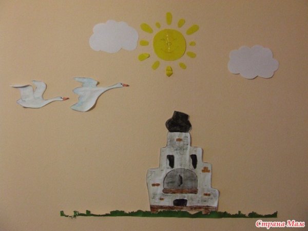 Аппликация на тему гуси лебеди