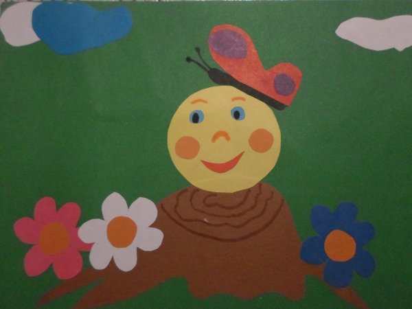 Сюжетная аппликация Колобок