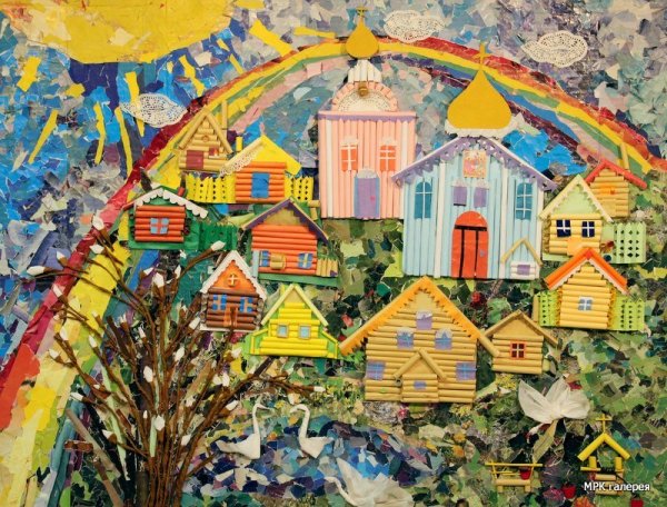 Коллективное панно деревня