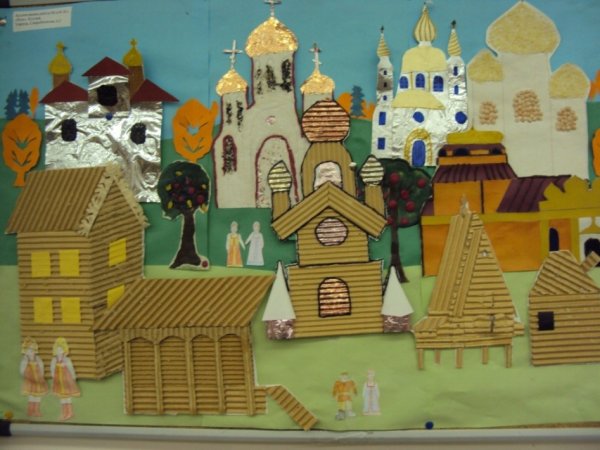 Коллективное панно деревня