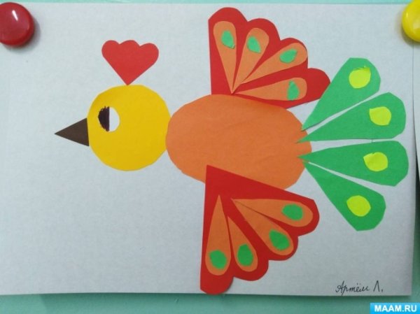 Аппликация в старшей группе на тему Сказочная птица