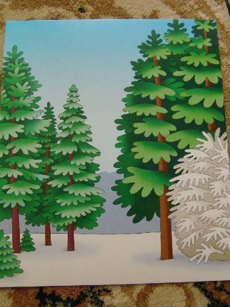 Аппликация зимнего леса объемная