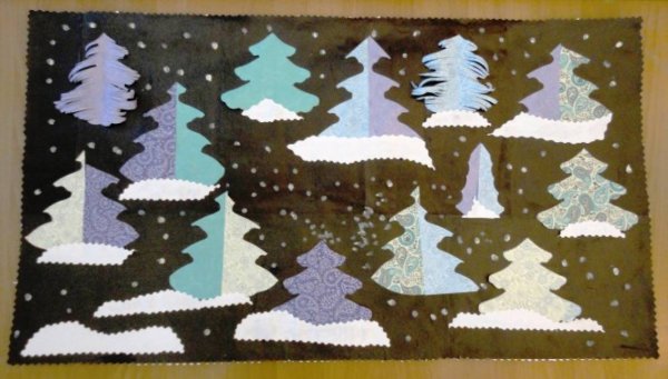 Аппликация зимний лес