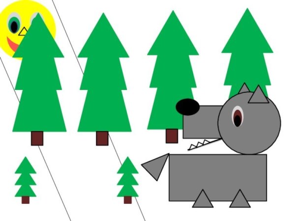 Аппликация из геометрических фигур новый год