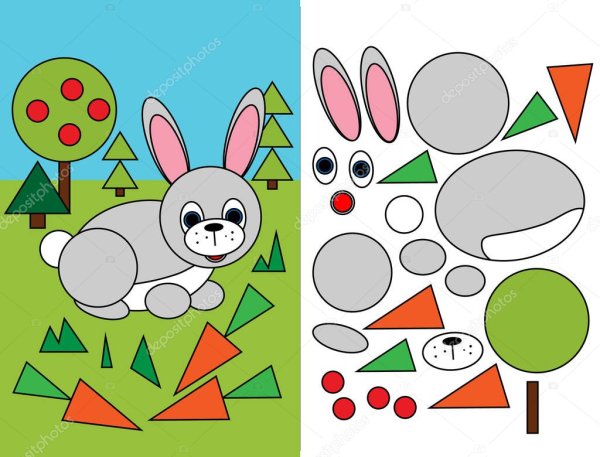 Сюжетная аппликация из геометрических фигур