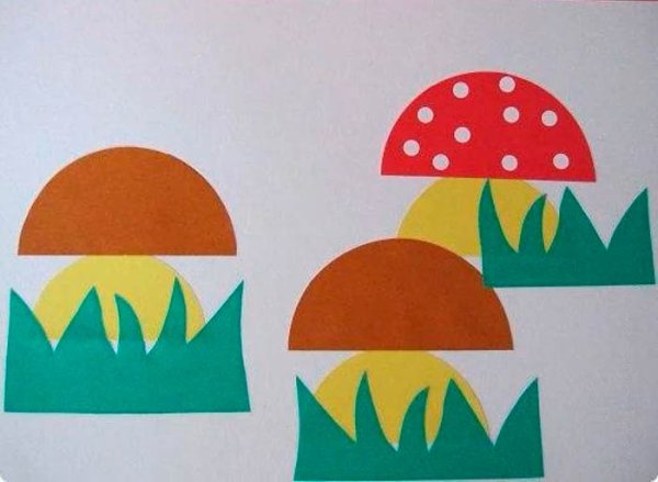 Аппликация на Лесной полянке выросли грибы в старшей группе