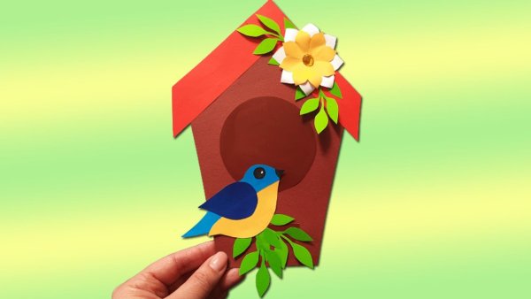 Скворечник с птичкой аппликация