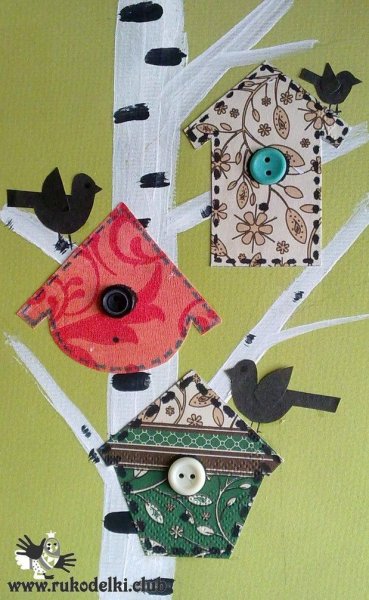 Весенняя аппликация скворечник