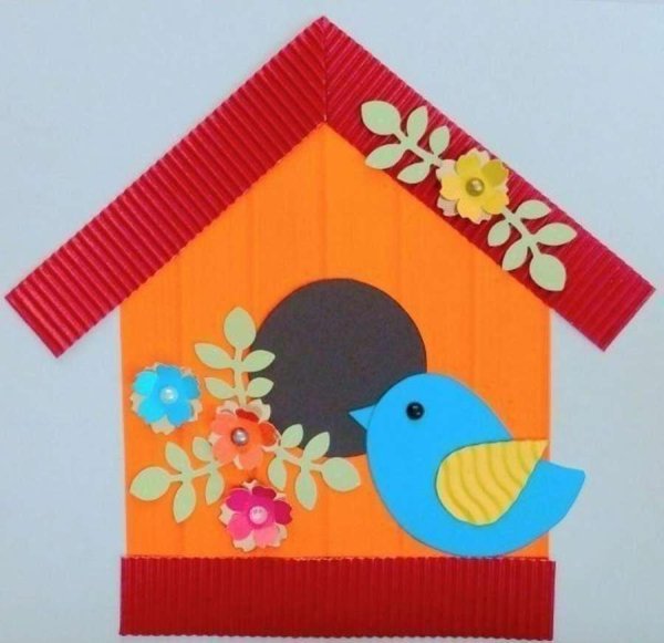 Скворечник с птичкой аппликация