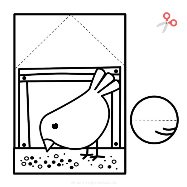 Раскраска с аппликацией птички для детей