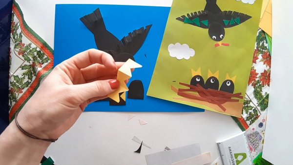 Объемная аппликация скворцы прилетели