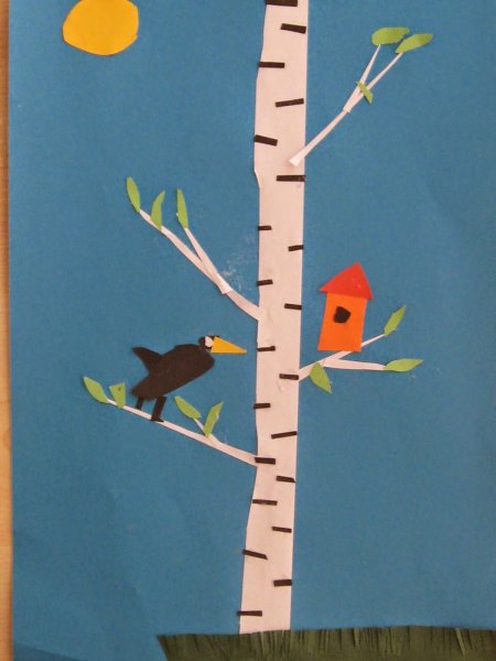 Аппликация в средней группе скворечник на дереве