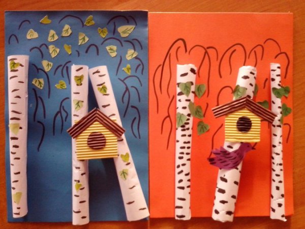 Аппликация скворечник на дереве