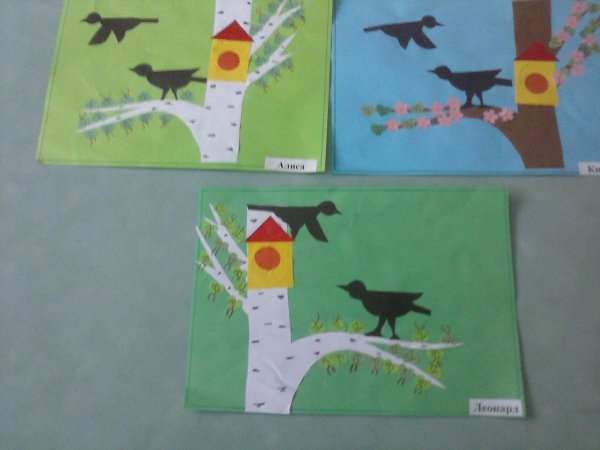 Аппликация на тему птицы прилетели