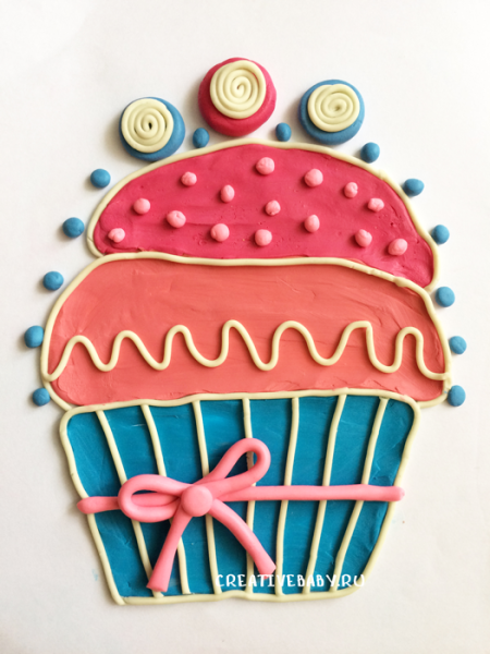 Аппликация из пластилина торт