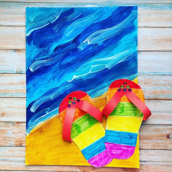 Аппликация море из цветной бумаги