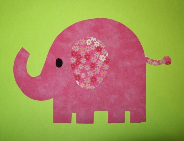 Аппликация Слоник из ткани