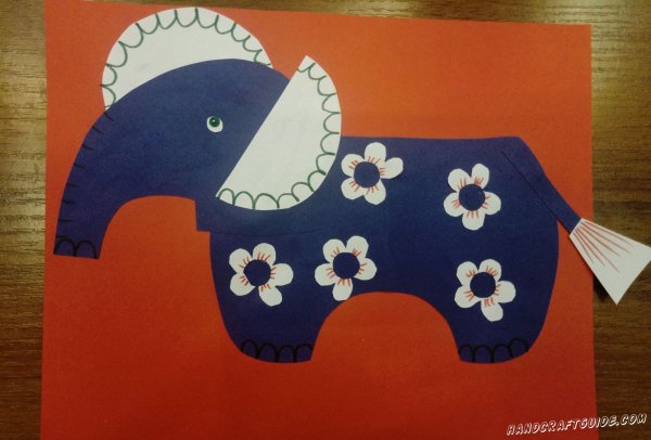 Аппликация Слоник из цветной бумаги