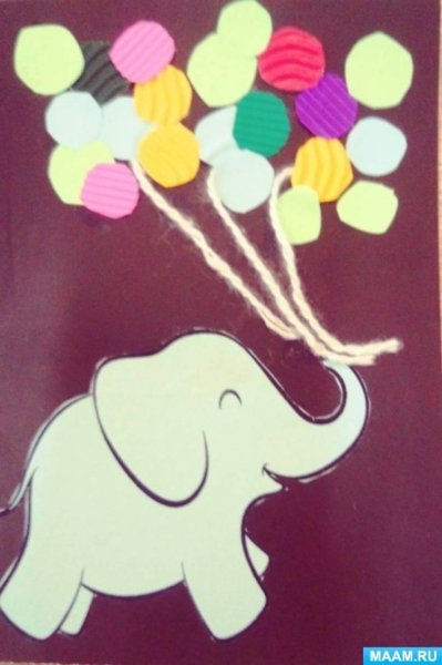 Аппликация слон средняя группа