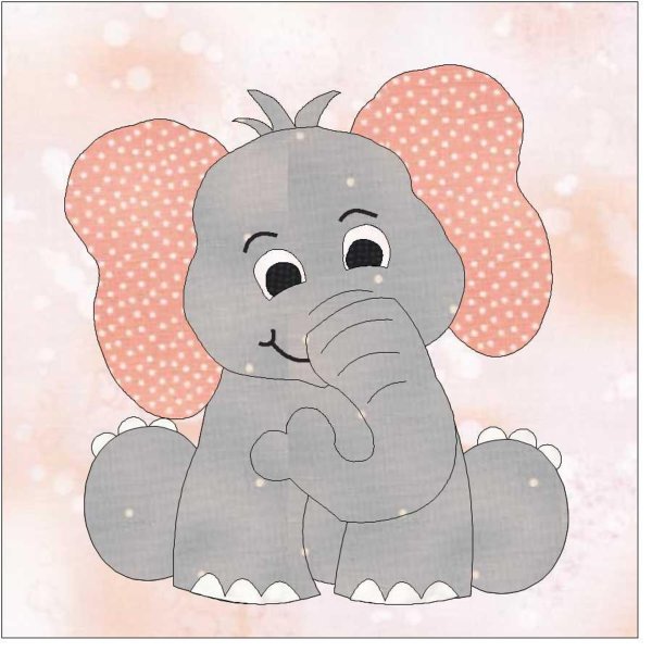 Аппликация Слоник из ткани