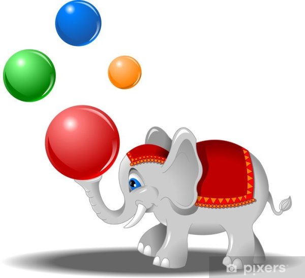 Слон на мячике