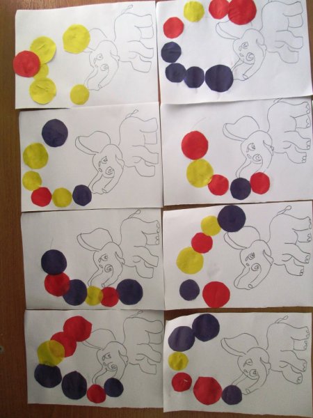 Слон жонглер аппликация младшая группа