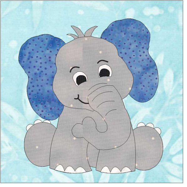 Аппликация Слоник из ткани