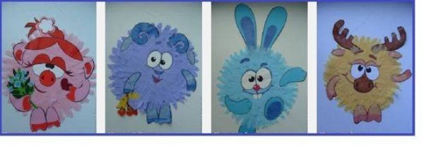 Аппликация Смешарики из ладошек