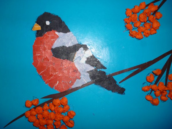 Аппликация Снегирь