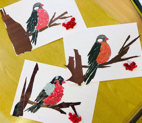 Аппликация Снегирь подготовительная группа